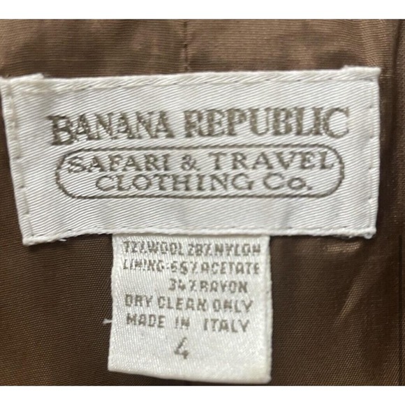 Vintage Banana Republic Blazer Womens 4 Wool Safari Travel‎ Italy 90s Jacket - Picture 4 of 9